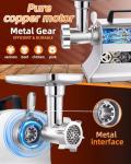 Electric Meat Grinder,3500 Max #10 Sausage Stuffer Maker With 2 Blades, 3 Stainless Steel Grinding Plates, Foot Pedal,Claws Burger Maker Press,3 Sausage Tube & Kubbe Kit,Die-Cast Aluminum,