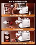 Electric Meat Grinder,3500 Max #10 Sausage Stuffer Maker With 2 Blades, 3 Stainless Steel Grinding Plates, Foot Pedal,Claws Burger Maker Press,3 Sausage Tube & Kubbe Kit,Die-Cast Aluminum,