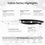 WICKWILLOW 3.5" Paring Knife – Razor Sharp German Steel DIN1.4116 – Precision Fruit & Vegetable Knife for Peeling & Trimming – Full Tang & Ergonomic Handle – Gift Box – Velina Series