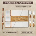 Personalized Marble Wood Charcuterie Board,Custom Laser Engraved Cheese Serving Board With Knife Set, Ceramic Bowls,Wooden Spoons,Cheese Platter,Serving Tray,Cutting board,Charcuterie Boards Gift Set
