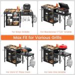 Leteuke Grill Table for Blackstone Griddle, Portable Foldable Grill Table with Storage Fits Ninja, Blackstone Griddle Stand for Outdoor Camping, Picnic, Garden, Patio, Dining, BBQ, Party