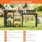 Leteuke Grill Table for Blackstone Griddle, Portable Foldable Grill Table with Storage Fits Ninja, Blackstone Griddle Stand for Outdoor Camping, Picnic, Garden, Patio, Dining, BBQ, Party