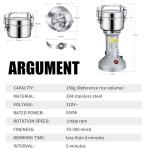Stainless Steel Grain Mill - Electric 850W High-speed Grinder for Corn, Wheat, Pepper, Coffee Bean