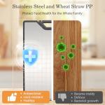 UYWLYCL Stainless Steel Cutting Board, Double-Sided with Knife Sharpener, Stainless Steel & Wheat Straw PP, Measuring Scale, Easy to Clean Kitchen Cutting Board Large 16"x11" (Off white & Silver)