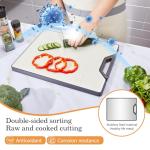 UYWLYCL Stainless Steel Cutting Board, Double-Sided with Knife Sharpener, Stainless Steel & Wheat Straw PP, Measuring Scale, Easy to Clean Kitchen Cutting Board Large 16"x11" (Off white & Silver)