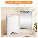 UYWLYCL Stainless Steel Cutting Board, Double-Sided with Knife Sharpener, Stainless Steel & Wheat Straw PP, Measuring Scale, Easy to Clean Kitchen Cutting Board Large 16"x11" (Off white & Silver)