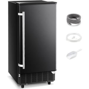 AGLUCKY Commercial Built-in Ice Maker Machine,80Lbs/Day,Under Counter Ice Maker Machine with 24H Timer,Reversible Door,Self Cleaning Ice Machine for Home & Office(Black)