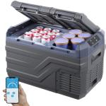 VEVOR NLS35, 12 Volt Car Refrigerator Fridge, 25Liter(26.4qt) Dual Zone Portable Freezer, -4℉-68℉ Adjustable Range, 12/24V DC and 100-240V AC Compressor Cooler for Outdoor, Camping, RV, Grey