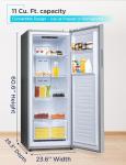 BLACK+DECKER 11 Cu. Ft. Convertible Freezer Refrigerator, Upright Freezer with Glass Shelves, Reversible Door, ENERGY STAR rated, Frost Free, BUC1100XS, Stainless Look