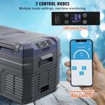 VEVOR NLS35, 12 Volt Car Refrigerator Fridge, 25Liter(26.4qt) Dual Zone Portable Freezer, -4℉-68℉ Adjustable Range, 12/24V DC and 100-240V AC Compressor Cooler for Outdoor, Camping, RV, Grey