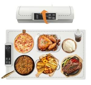 Warming Mat for Food Electric Warming Tray Food Warming Mat for Buffet Party High-tech Graphene Heating Film Adjustable Temperature and Timer, 10s Fast Full Surface Heating Mat for Food 24x15in