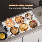 Warming Mat for Food Electric Warming Tray Food Warming Mat for Buffet Party High-tech Graphene Heating Film Adjustable Temperature and Timer, 10s Fast Full Surface Heating Mat for Food 24x15in