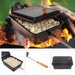 Campfire Popcorn Popper - Old Fashioned Popcorn Maker with Nonstick Finish and Extended Handle - Camping Gear and Campfire Cooking Equipment by Great Northern Popcorn (Black)