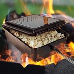 Campfire Popcorn Popper - Old Fashioned Popcorn Maker with Nonstick Finish and Extended Handle - Camping Gear and Campfire Cooking Equipment by Great Northern Popcorn (Black)