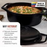 Victoria 6-Quart Cast Iron Oval Dutch Oven, Combination Combo Cooker Pot and Skillet, Bread Baker, Made in Colombia, 2-Piece Set
