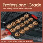 Baking Pan Set – 3 Piece Cookie Sheet – Deluxe Black Non-Stick Carbon Steel – Silicone Handles – Commercial Grade Restaurant Quality – PFOA PFOS and PTFE Free by Bakken