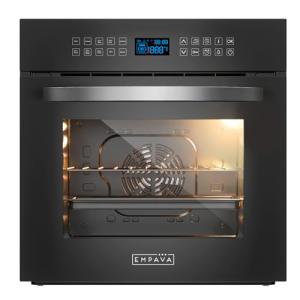 Empava Built-In Electric Single Wall Oven 24 inch with Convection and Rotisserie 10 Cooking Modes, Screen Touch Control, Black