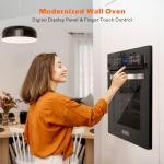 Empava Built-In Electric Single Wall Oven 24 inch with Convection and Rotisserie 10 Cooking Modes, Screen Touch Control, Black