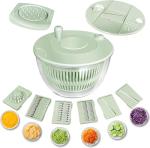 Lienffy Salad Spinner Large-5.3 Qt Vegetables Fruits Wash Spinner Bowl,Lettuce Spinner Dryer with 5 Blades,Egg Yolk Strainer Slicer Shredder for Kitchen Colander,Pasta and Fries Spinner-Green