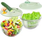 Lienffy Salad Spinner Large-5.3 Qt Vegetables Fruits Wash Spinner Bowl,Lettuce Spinner Dryer with 5 Blades,Egg Yolk Strainer Slicer Shredder for Kitchen Colander,Pasta and Fries Spinner-Green