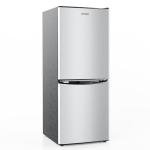 BANGSON 4.0 Cu.Ft Small Refrigerator with Freezer, Small Fridge with Bottom Freezer, for Apartment, Bedroom, Dorm, and Office, Double Door, Stainless Steel, Silver