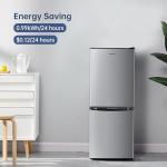 BANGSON 4.0 Cu.Ft Small Refrigerator with Freezer, Small Fridge with Bottom Freezer, for Apartment, Bedroom, Dorm, and Office, Double Door, Stainless Steel, Silver