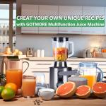 GOTMORE Juicer Machine, Blender & Grinder Combo 3 in 1 for Smoothies, Juice, Processing, Grinding & More 1300W Centrifugal Juice Extractor for Fruit Vegetable with 5 Speeds LCD Screen, Easy to Clean
