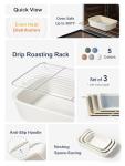 LE TAUCI Deep Casserole Dishes for Oven, 13.7”x9.6” Ceramic Baking Dish Set with Roasting Racks, Large Lasagna Pans with Handles, Rectangular Bakeware as Gift for Mom, White (4.6QT/3.0QT/1.6QT), Set of 3
