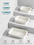 LE TAUCI Deep Casserole Dishes for Oven, 13.7”x9.6” Ceramic Baking Dish Set with Roasting Racks, Large Lasagna Pans with Handles, Rectangular Bakeware as Gift for Mom, White (4.6QT/3.0QT/1.6QT), Set of 3