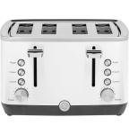 GE 4 Slice Toaster | Extra Wide Slots for Bagels, Breads, Waffles & More | 7 Shade Options | Countertop Kitchen Essentials | 1500 watt, White
