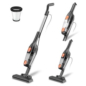 Corded Stick Vacuum Cleaner, 20000pa Powerful Suction Stick Vacuum with 16Ft Cord, 2 in 1 Lightweight Vacuum Cleaner for Hard Floor Pet Hair - Orange