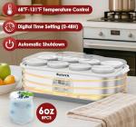 Suteck Yogurt Maker - Stainless Steel Yogurt Makers with Adjustable Time & Temp Control，Automatic Shut-Off & Constant Temper for Homemade Greek, Probiotic Yogurt, BPA-Free 8 Glass Jars (48 oz)