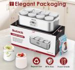 Suteck Yogurt Maker - Stainless Steel Yogurt Makers with Adjustable Time & Temp Control，Automatic Shut-Off & Constant Temper for Homemade Greek, Probiotic Yogurt, BPA-Free 8 Glass Jars (48 oz)