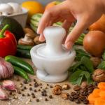 HIC Kitchen Mushroom Mortar and Pestle Set, Solid Carrara Marble, 3.8-Inch, Spice Herb Grinder, Pill Crusher, Nut Butter Maker