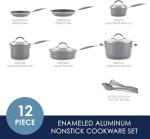 Rachael Ray - 16802 Rachael Ray Cucina Nonstick Cookware Pots and Pans Set, 12 Piece, Sea Salt Gray