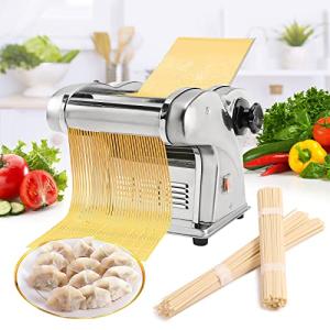 WICHEMI Electric Pasta Maker Machine 3 IN1 Pasta Dough Spaghetti Roller Noodle Pressing Machine Stainless Steel 135W for Home Family Use (2.5mm round noodle+4mm flat noodle+9mm flat noodle)