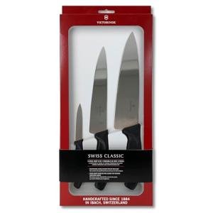 Victorinox ​Swiss Classic Chef's Knife Set - Balanced Cooking Knives for Kitchen Accessories - Ergonomic Meat, Vegetable & Fruit Knives - Black Handle, Straight Edge, 3-Piece Set