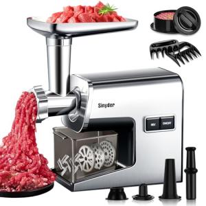 Electric Meat Grinder,3000 Max Stainless Steel Meat Mincer with 2 Blades,3 Grinding Plates,Food Pusher,Meat Claw,Sausage Stuffer Tubes & Kubbe Kit for Home & Kitchen Using