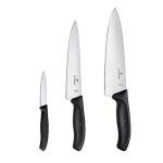 Victorinox ​Swiss Classic Chef's Knife Set - Balanced Cooking Knives for Kitchen Accessories - Ergonomic Meat, Vegetable & Fruit Knives - Black Handle, Straight Edge, 3-Piece Set