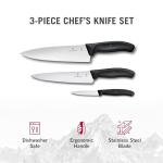 Victorinox ​Swiss Classic Chef's Knife Set - Balanced Cooking Knives for Kitchen Accessories - Ergonomic Meat, Vegetable & Fruit Knives - Black Handle, Straight Edge, 3-Piece Set