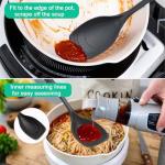 Silicone Spatula Spoon - Heat-Resistant Kitchen Utensil for Cooking & Baking, Non-Scratch Kitchen Utensil with Ergonomic Handle, Multi-Purpose Tool for Mixing, Flipping, Serving (Black)