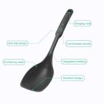 Silicone Spatula Spoon - Heat-Resistant Kitchen Utensil for Cooking & Baking, Non-Scratch Kitchen Utensil with Ergonomic Handle, Multi-Purpose Tool for Mixing, Flipping, Serving (Black)