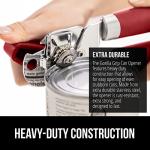 GORILLA GRIP Heavy Duty Stainless Steel Smooth Edge Manual Can Opener and Bottle Openers, Soft Comfortable Handle, Oversized Handheld Turn Knob, US Designed Multifunctional Kitchen Tool, Red