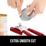 GORILLA GRIP Heavy Duty Stainless Steel Smooth Edge Manual Can Opener and Bottle Openers, Soft Comfortable Handle, Oversized Handheld Turn Knob, US Designed Multifunctional Kitchen Tool, Red