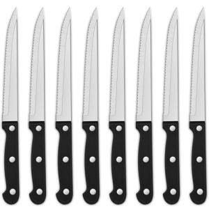 Dehov Sharp Serrated Steak Knives Set,Set Of 8 Stainless Steel Kitchen Knife Set,Dinner Knife For BBQ,Barbecue Steak Cutting Knife With Plastic Handle