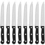 Dehov Sharp Serrated Steak Knives Set,Set Of 8 Stainless Steel Kitchen Knife Set,Dinner Knife For BBQ,Barbecue Steak Cutting Knife With Plastic Handle
