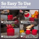 PriorityChef Butter Crock with Lid with Water Line, Ceramic French Butter Dish to Leave On Counter, Red