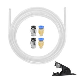 PTFE Teflon tubing 16.5ft 5m with Cutter & Connect, 3mm ID X 4mm OD 3D Printer Hose, Food Grade High Temperature Tube Pipe for Most 1.75mm Filament PLA ABS 3D Printer(Translucent)