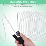 PTFE Teflon tubing 16.5ft 5m with Cutter & Connect, 3mm ID X 4mm OD 3D Printer Hose, Food Grade High Temperature Tube Pipe for Most 1.75mm Filament PLA ABS 3D Printer(Translucent)