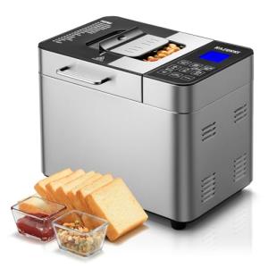 Razorri Bread Maker Machine, 2LB 18-in-1 Programmable Stainless Steel Homemade Bread Machine with Gluten-Free, Auto Nut Dispenser, 15H Delayed-start, 1H Keep Warm, 3 Crust Colors and 3 Loaf Sizes